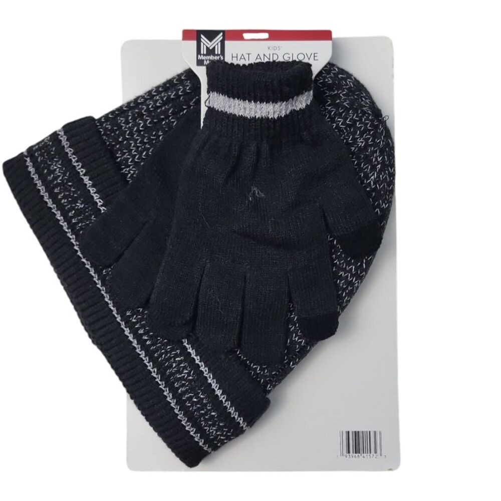 Member's Mark Kids Warm & Cozy Knit Hat and Glove Set - Black